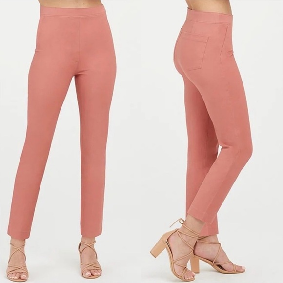 SPANX On-The-Go Ankle Slim Straight Pants In Terracotta Size L - Picture 1 of 12